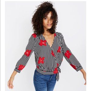 Madewell candied poppy wrap top